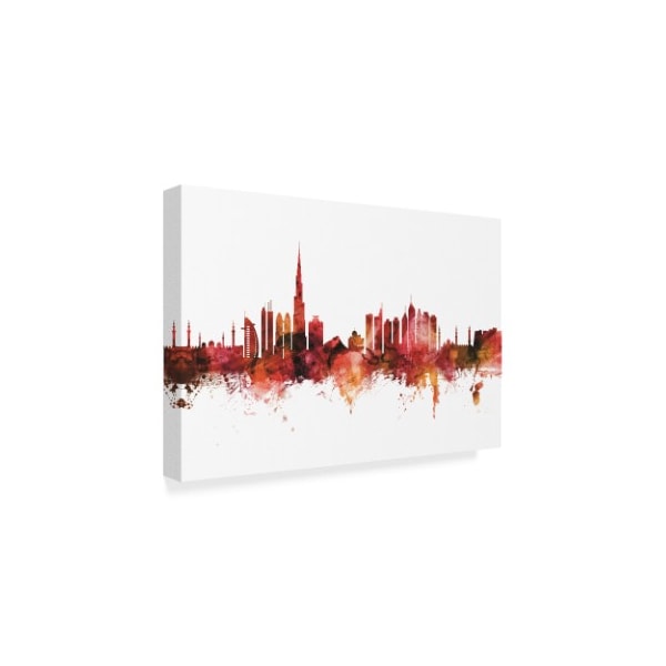 Michael Tompsett 'Dubai Skyline Red' Canvas Art,16x24